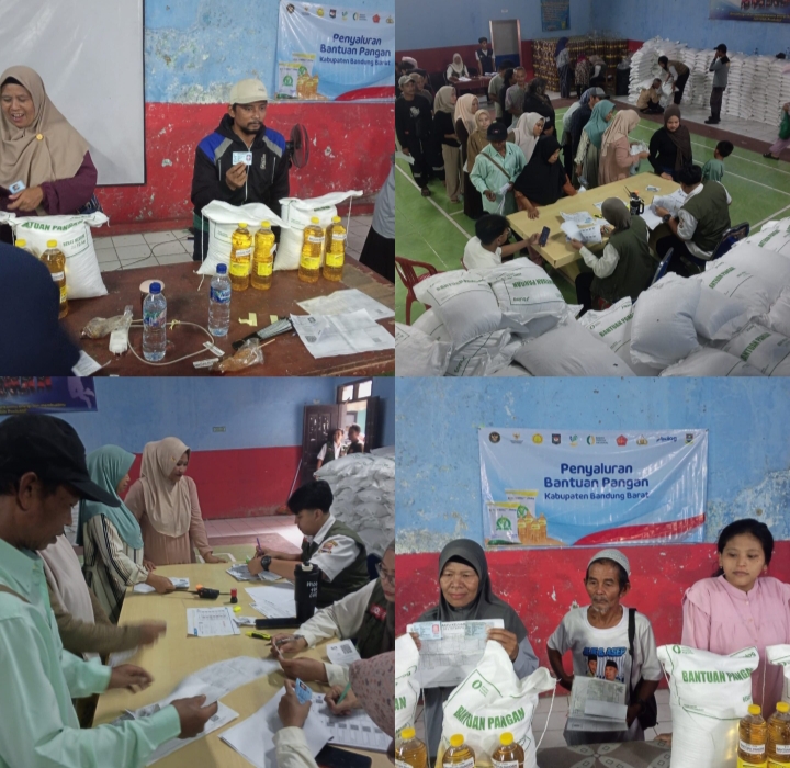 Penyaluran Bantuan Pangan di Desa Nyalindung 1071 KPM Terima beras dan minyak goreng
