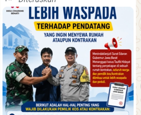 Pemdes Cimareme Perketat Pengawasan Penghuni kos dan Kontrakan,warga Diminta Waspada Terhadap Pendatang Baru